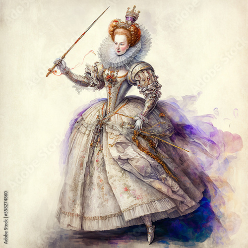 watercolor of Queen Elizabeth I