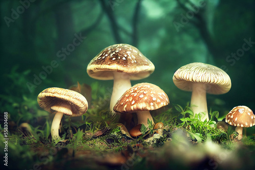 mushrooms in the forest, Generative AI