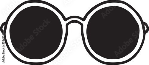 Retro round sunglasses icon. Blind eyeglasess symbol