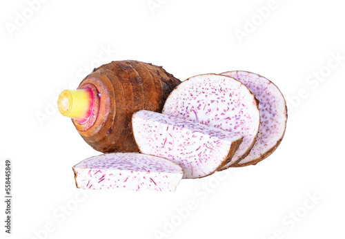Taro, sliced of taro isolated on transparent png