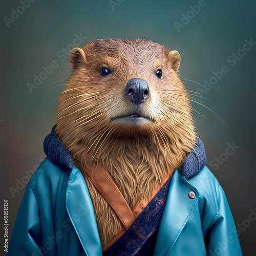 a beaver is not a fashion accessory, beaver portrait, generative ai