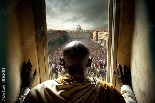 black pope just elected in vatican illustration generative ai