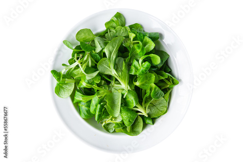 fresh green salad mache leaves healthy meal food snack on the table copy space food background rustic top view 