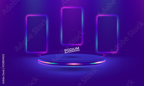 realistic colorful and purple 3d cylinder pedestal podium