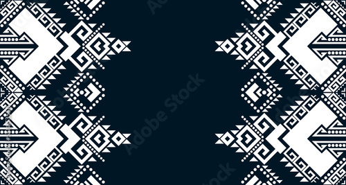 Geometric Seamless Ethnic Pattern in black and white color.design for background. Aztec Pattern illustration template element EP.93