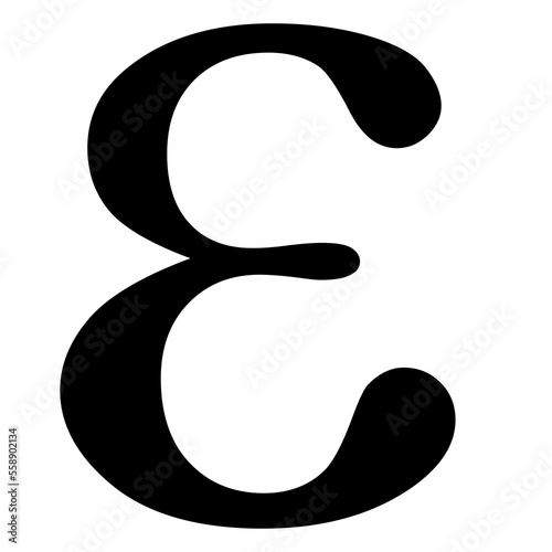 Greek alphabet symbol epsilon on Transparent Background