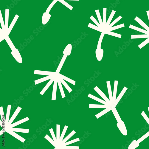 Seamless pattern expressing dandelion seeds in a modern monochrome, green background, easy to change all color. recommended for wrapping paper, textile pattern, and wallpaper