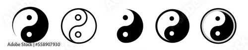 Yin Yang icon set, symbol of harmony and balance. Vector set of black and white yin and yang symbols. Vector illustration