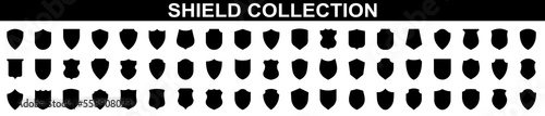 Shield icons set. Protect signs Different shields icon collection. Collection of security shield icons with contours and linear signs. Vector illustration