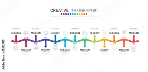 Infographic design template with numbers 13 option can be used for workflow layout, diagram, number step up options.