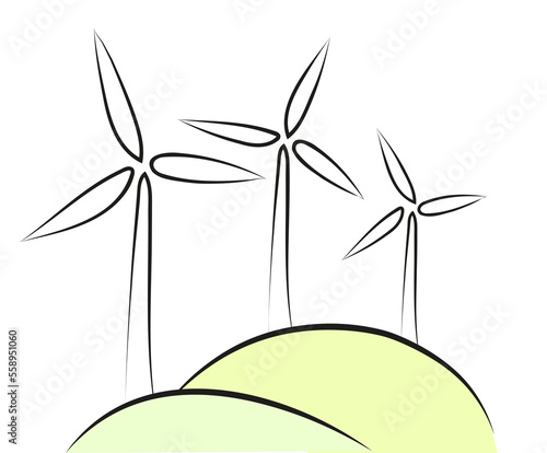 Wiatraki energia odnawialna ilustracja