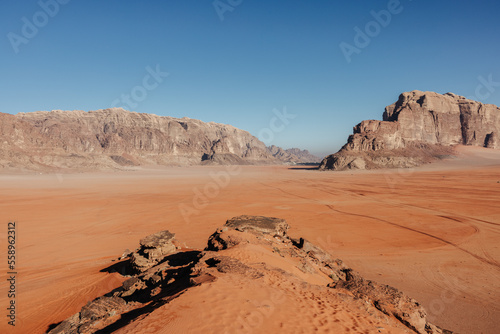 Wadi Rum mountains and desert landscape in Jordan