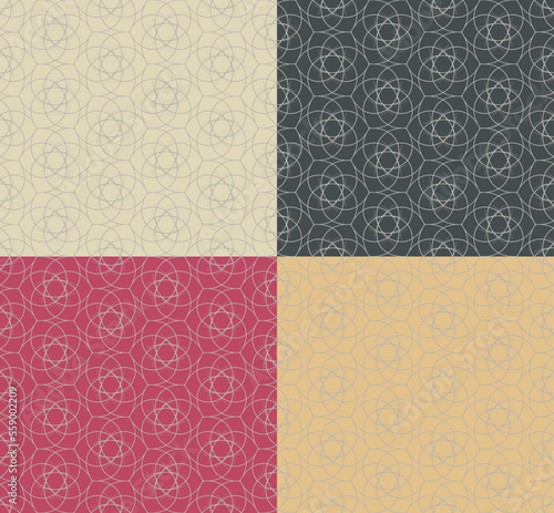 Geometric mandala ornamental seamless pattern. Decorative star shape curved outline grid. Transparent background. Trendy abstract vector illustration