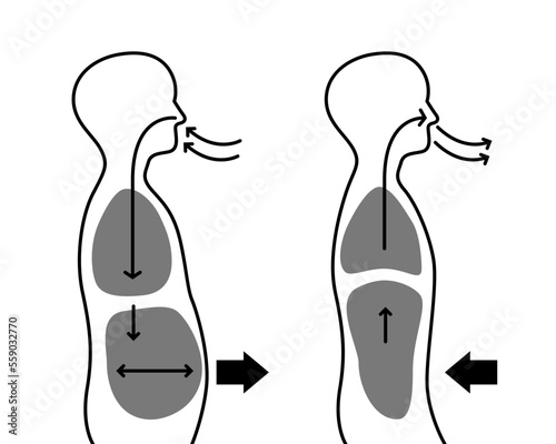 Outline of human body when breathe in and breathe out.