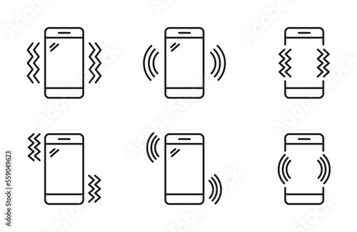 Mobile phone vibrating icon vector ringtone symbols for app web logo banner icon button - Vector