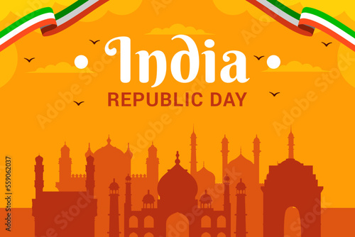 Happy Republic day India, 26th January India Republic Day Background. Vector illustration. 