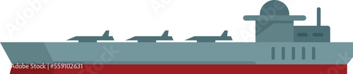 Weapon carrier ship icon flat vector. Navy battleship. Naval view isolated