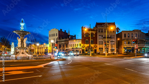 Bendigo, Victoria, Australia - Alexandra Fountain in the town centre at night