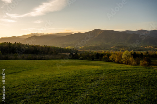 Morning Sun Throws Soft Light Over Cades Cove