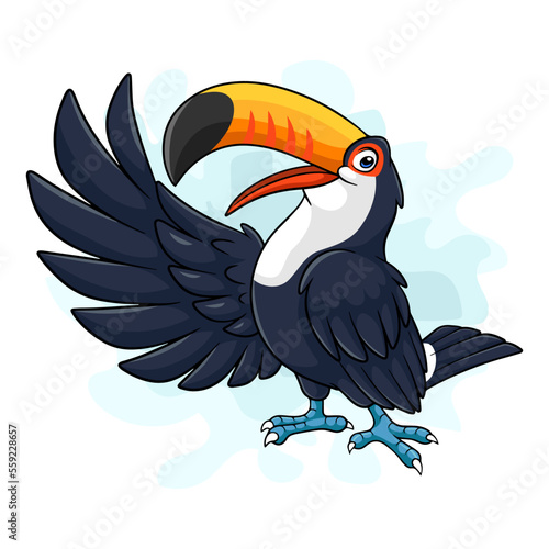 Cartoon toucan bird on white background