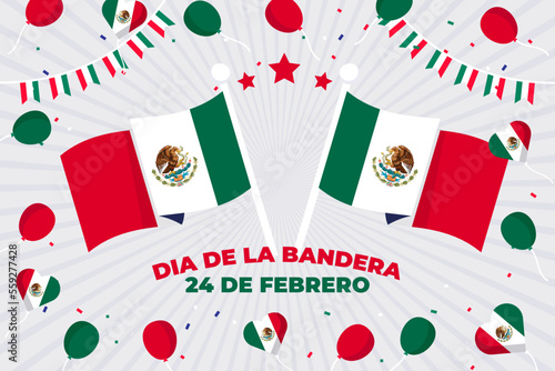 Mexico Flag Day Background. February 24. 24 de Febrero, Dia de la bandera. Vector Illustration. 