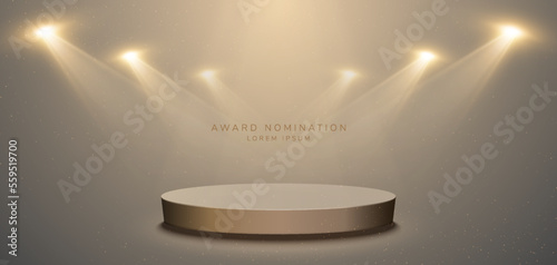 Award Nomination Background. Luxury Banner With Spotlights and Stage