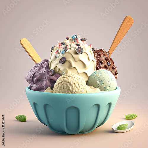 delicious ice cream in a cup. Generative AI