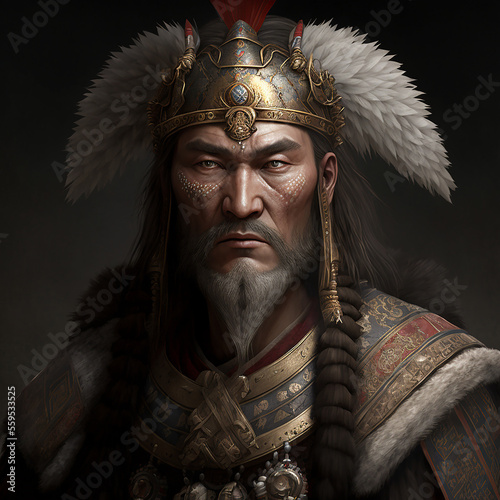 Mete (Mete Han), Mao-tun, BC. 209 - BC He is the Turk-Hun ruler, the ruler of the Great Hun Empire, which reigned between 174 BC. Created with Generative AI technology.