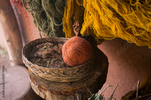 Material for the production of textile crafts in an indigenous community in Peru.