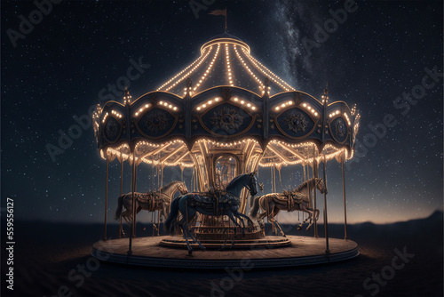 carousel in the starry night
