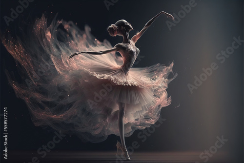 adorable ballet dancer, full body, light painting