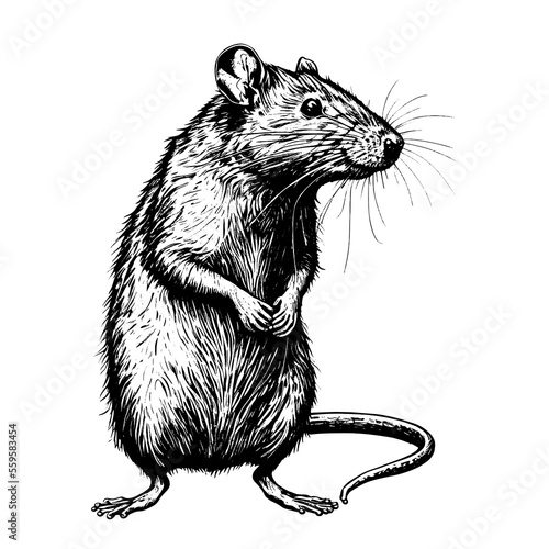 Rat hand drawn sketch, vector illustration