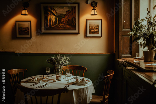 Generative AI illustration of italian restaurant interior design