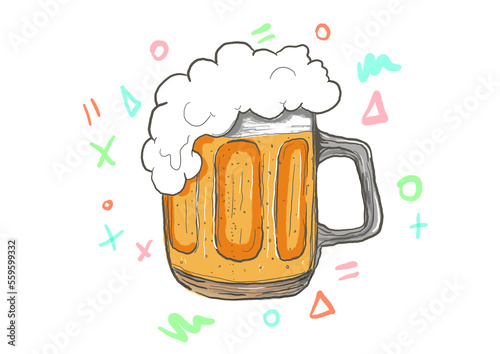 Ilustración jarra de cerveza con espuma 