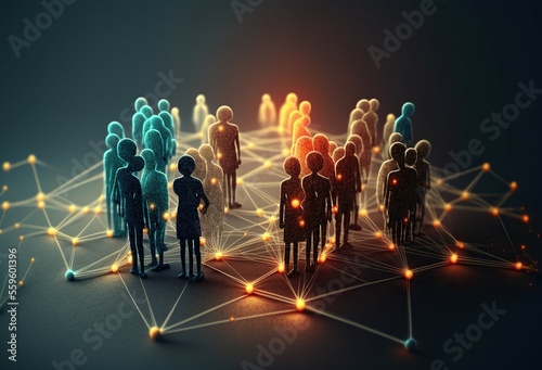 social network connection concept, community generativce ai illustration