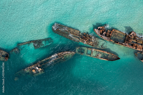 Aerial views of the Moreton Island wrecks