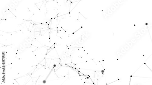 Motion design abstraction black web on a white background. Black lexus 4k white background. Black dots connected by lines