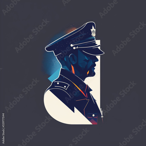 policeman, officer, police, vector image, illustration, vector, 2d, icon, color 2048 x 2048. Generative AI