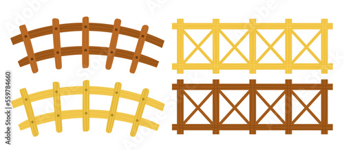 Cartoon wooden fence collection. Farm gates in cartoon style set. Vector illustration
