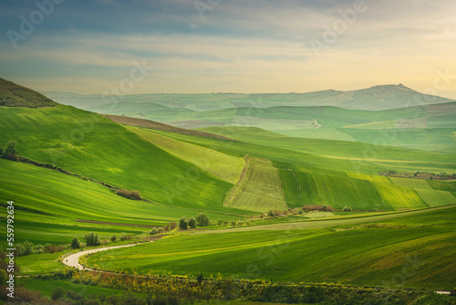 Puglia landscape, view of rolling hills near Poggiorsini, Italy