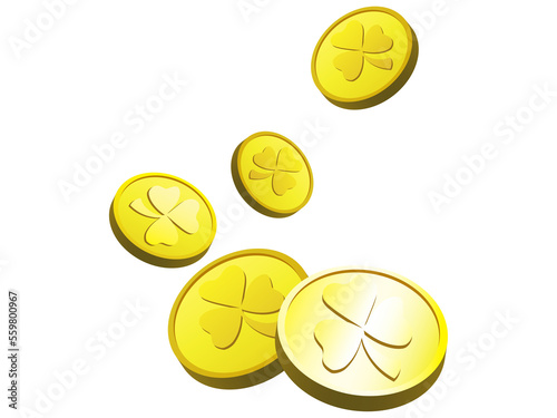 st patricks magic gold clover coins illustration - Saint patrick isolated on a white background