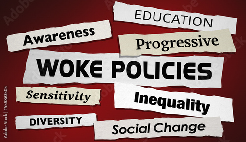 Woke Policies Social Justice Education Awareness Headlines Rules 3d Illustration
