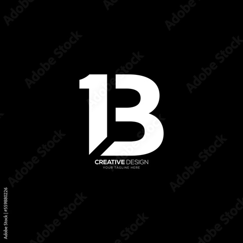 Modern letter 13 B or 1B creative logo