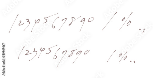 ペンで素早く書いた数字セット 走り書き 手書き 数値 割合
