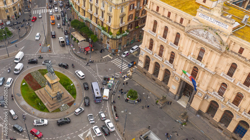 Aerial view Chamber of Commerce of Naples, Italy. It's located in Giovanni Bovio square, formerly Piazza Borsa, in the historic center of the city. There is the University metro stop.