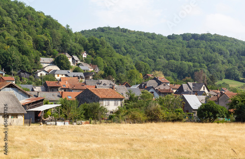 View at Moulis village at Ariege, Occitanie region of France in Pyrenees mountains. 