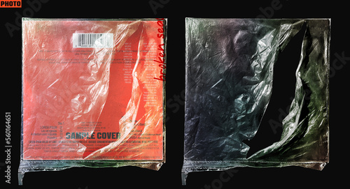 Torn up plastic wrap texture overlay mockup for your cover art design