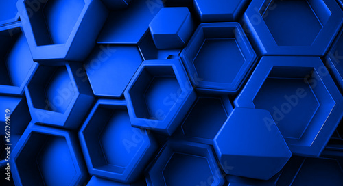 Luxury modern blue geometric concept with hexagons and abstract shapes
