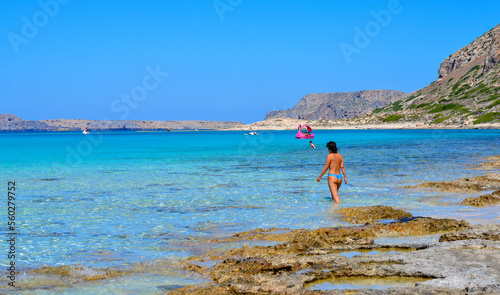 Blick von der Balos Bucht auf die Insel Gramvousa, Kreta (Griechenland) 
