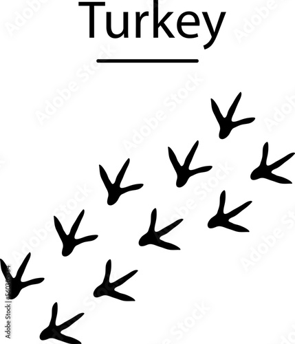 Turkey Silhouette with trails. Vector Illustration on white background